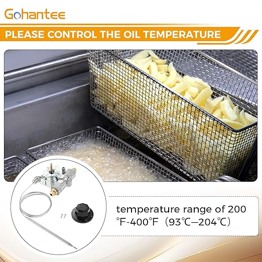 Gohantee Gas Fryer Thermostat, Thermostat for 1/4" Mpt Mpt Stuff Box, Thermostat 200-400F Compatible with Pitco P5047588, Pitco GSA60301800, Pitco 4290-006 Gas Thermostat for Adcraft deep Fryer