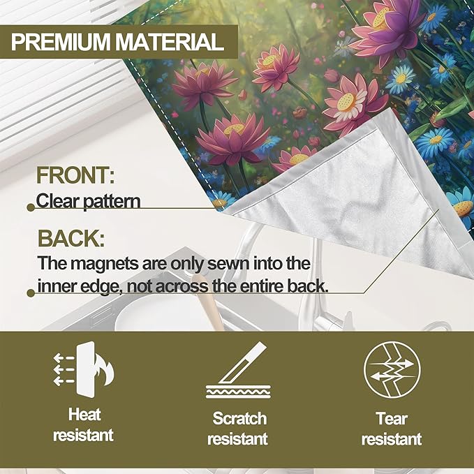 Fantasy Garden Dishwasher Magnet Cover,Colorful Flowers Kitchen Decor Waterproof Refrigerator Magnet Appliance Cover Protector,23Wx26H Inches