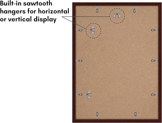 Americanflat 16x22 Picture Frame with Polished Plexiglass - Set of 5 - Use as 12x18 Frame with Mat or Display 16x22 Photo Without Mat - Galleria Collection - Picture Frames for Wall Display - Mahogany