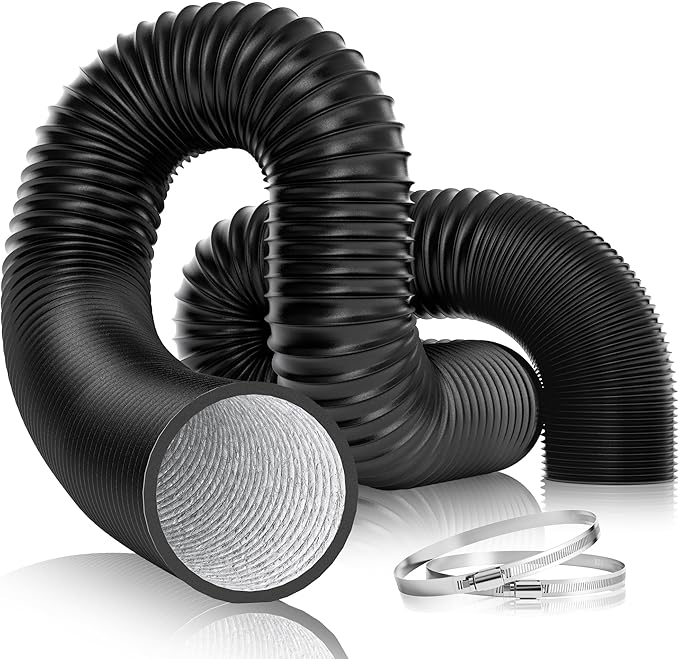 VIVOSUN 4'' Flexible Aluminum Duct, 25 FT Long Heavy-Duty Multi-Layer Air Hose for HVAC Ventilation, Dryer Vent Hose for Grow Tents and Duct Fan Systems, 2 Clamps Included