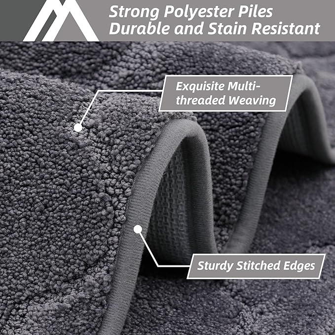 COSY HOMEER Soft Kitchen Floor Mats for in Front of Sink Super Absorbent Kitchen Rugs 20"x59" Non-Skid Standing Mat Washable,Polyester,Dark Grey