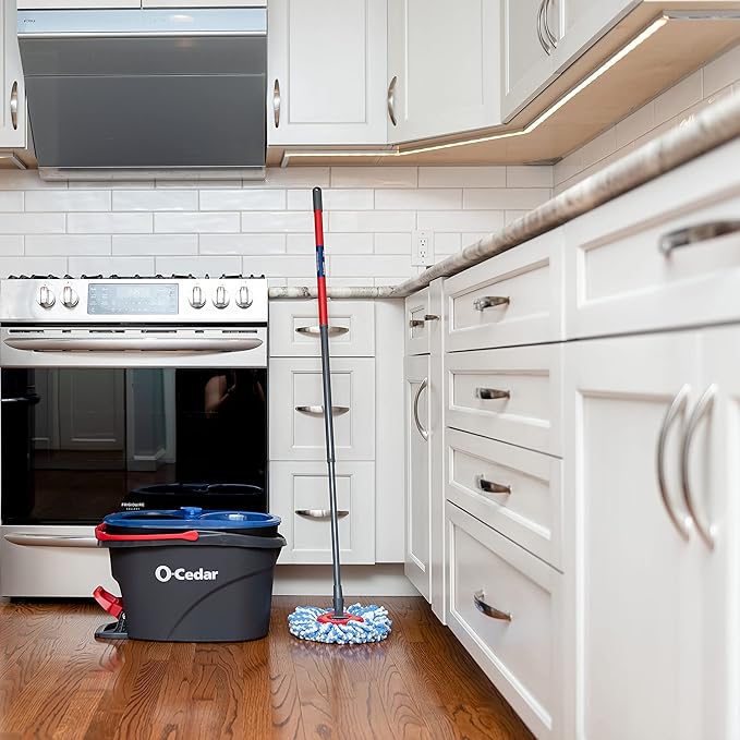 O-Cedar RinseClean Spin Mop & Bucket System | Clean with Water | Removes 99% of Bacteria Plastic