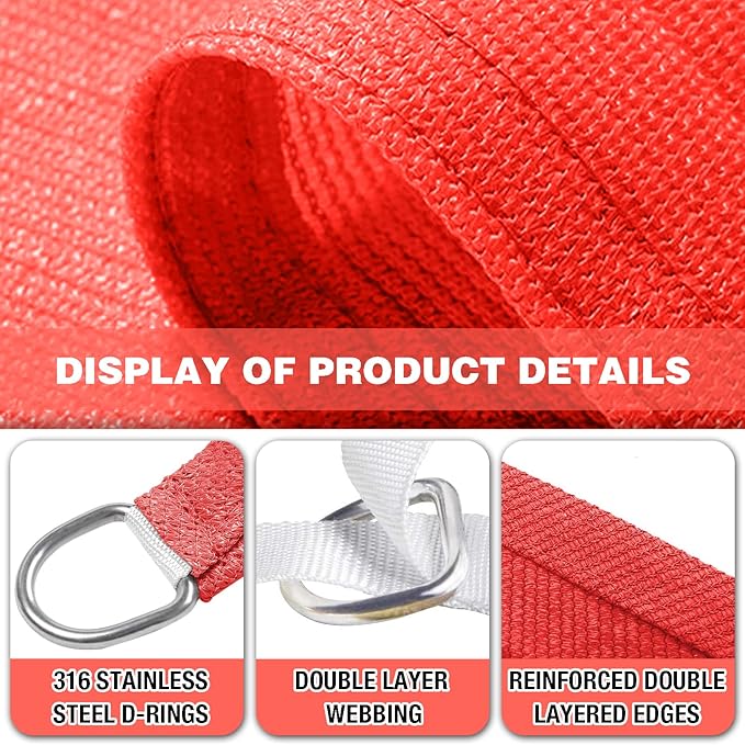 Amagenix Sun Shade Sail 7'X13' Curved Edge Outdoor Shade Canopy Scarlet Breathable 95% UV Block Shade Cloth for Patio Garden Backyard (We Make Custom Size)