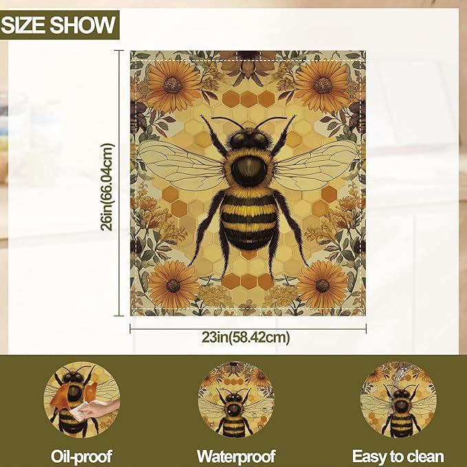 Animal Bee Dishwasher Magnets Decorative Cover,Beehive Floral Magnet Fridge Panel Decal for Home Kitchen Decor,23x26 in