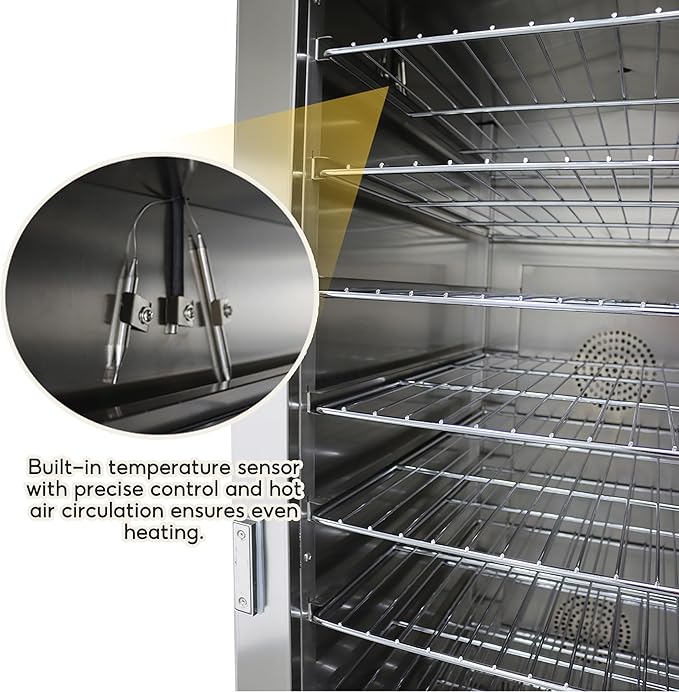 TECHTONGDA Commercial Heated Holding and Proofing Cabinet Mobile Food Warmer Catering Case Stainless Steel 11 Layers 86-185℉ 220V