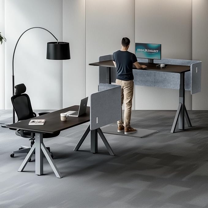 Desk Privacy Panel,2PCS L-Shaped Clamp-On Office Desk Divider,2-in-1 Adjustable Acoustic Desktop Partition Or Under Desk Modesty Screen,for Office,Home,Felt (Grey, 39.4" x 15.7")