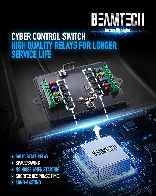 BEAMTECH 8 Gang Switch Panel, RGB Multifunction Switch Toggle Momentary Pulsed Circuit Control Relay System Box Auxiliary Touch Control Switch LED Light Controller for Off Road ATV UTV Car Truck Van