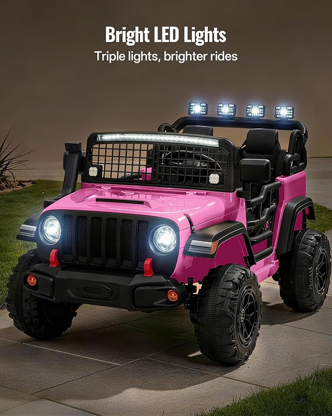 2 Seater Ride on Car Toy, 24V 4WD Electric Car for Kids 4-8 with Remote Control, 4x200W Motors, Capacity 110 lb - Light Pink