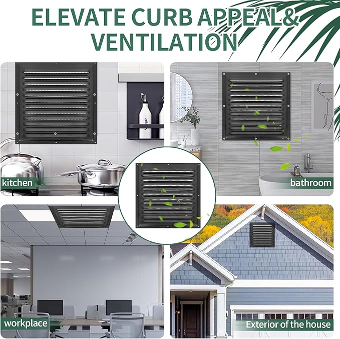 Gable Vents (10" x 10" 3Pcs) Aluminum Walls, Lofts, Garages more, More with Screens, Metal Shed Vents, Outdoor Houses, Loft Ceiling Reinforcement, Square Vents, Blinds, Exterior Grille(Black)