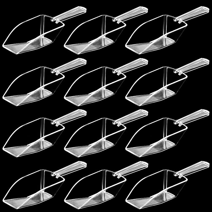 72-Mini Clear Acrylic Plastic Scoops for Candy - Ice Cream Bar, Jars, Containers, Coffee, Flour, Dessert Toppings, Buffets, Kitchen, Weddings, Parties & Concessions, Candy Buffet, 5.5" Candy Scoops