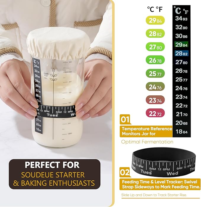 Sourdough Starter Kit with Jar – Complete Sourdough Bread Baking Supplies for Beginners, Includes 2 Silicone Proofing Baskets Baking Mat Sour Dough Kit - Pink