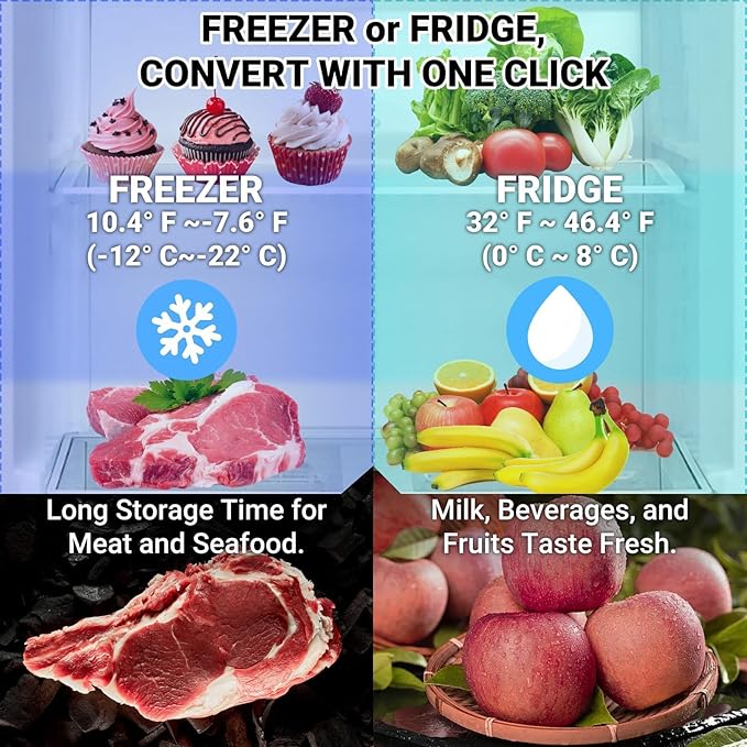 Upright Freezer 21 cu.ft, Freezer Upright Stainless Steel, Frost Free Convertible Refrigerator Freezer for Garage, Kitchen, Home Use(Right Hinge)