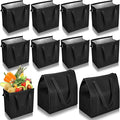 10 Pack Large Insulated Grocery Bags Reusable Shopping Bags with Zippered Top 13 x 12 x 7 Inch Thermal Cooler Totes Bulk with Handles for Hot Cold Food Delivery Refrigerator(Black)