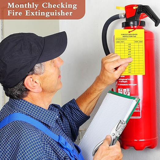 Chunful Fire Extinguisher Inspection Tags Set Including 2025-2028 Maintenance Plastic Tamper Seals Fire Extinguisher Pull Pins Numbered Security Tags with Handheld Hole Puncher(151 Pieces)