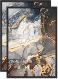 Engineered Wood 28 x 40 Frame Set of 2, Black Picture Frame for 28x40 Inch Poster Puzzle Photo, Light Weight 28by40 Poster Frame with Wood-grain for Wall - 2 Pack/Black/28 x40