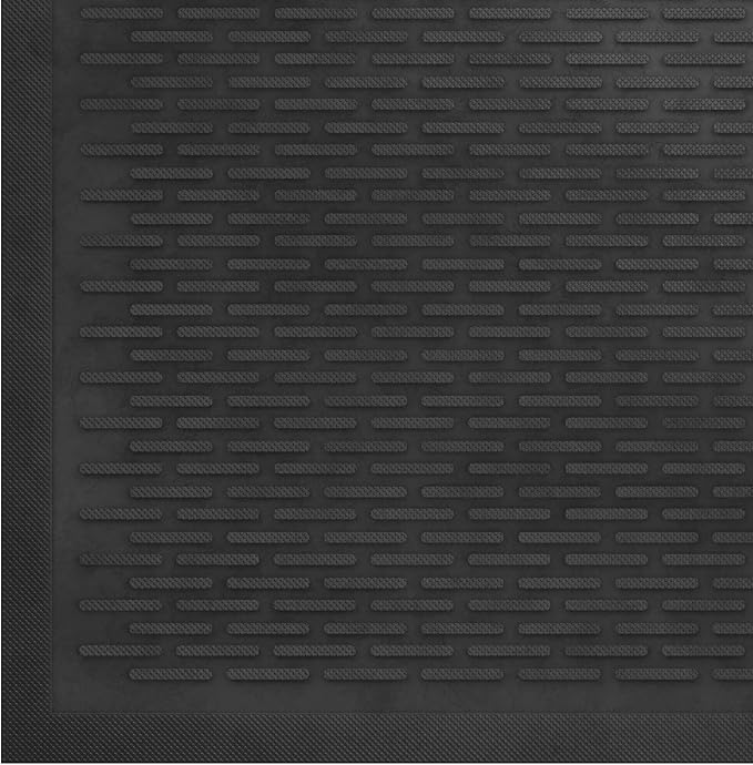 Ottomanson Heavy Duty Rubber Floor Mat – Non-Slip, Waterproof, Easy to Clean – Utility Rug for Entryway, Kitchen, Garage, or Patio – Stain Resistant, Hose Washable – 18" x 30", Black
