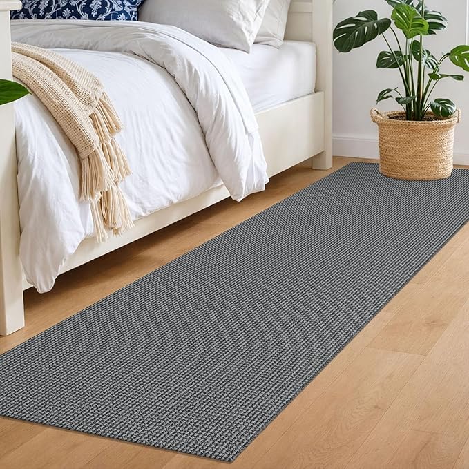 IOHOUZE Washable Runner Rug 2x7 Non Slip Runners for Hallways Entryway Runner Indoor, Kitchen Rugs Woven Cotton Floor Carpet for Kitchen Hall Entrance Bedroom, Dark Grey