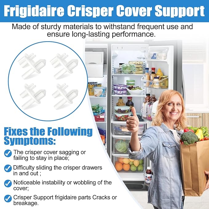 [4 PACK] UPGRADED 241993101 Crisper Cover Support (Front) & 241993001 Crisper Support (Rear) Compatible with Frigidaire Crisper Support Replacement FGHS2631PF4A FFSS2615TS0 LFSS2612TF0 FFHS2611PFEA