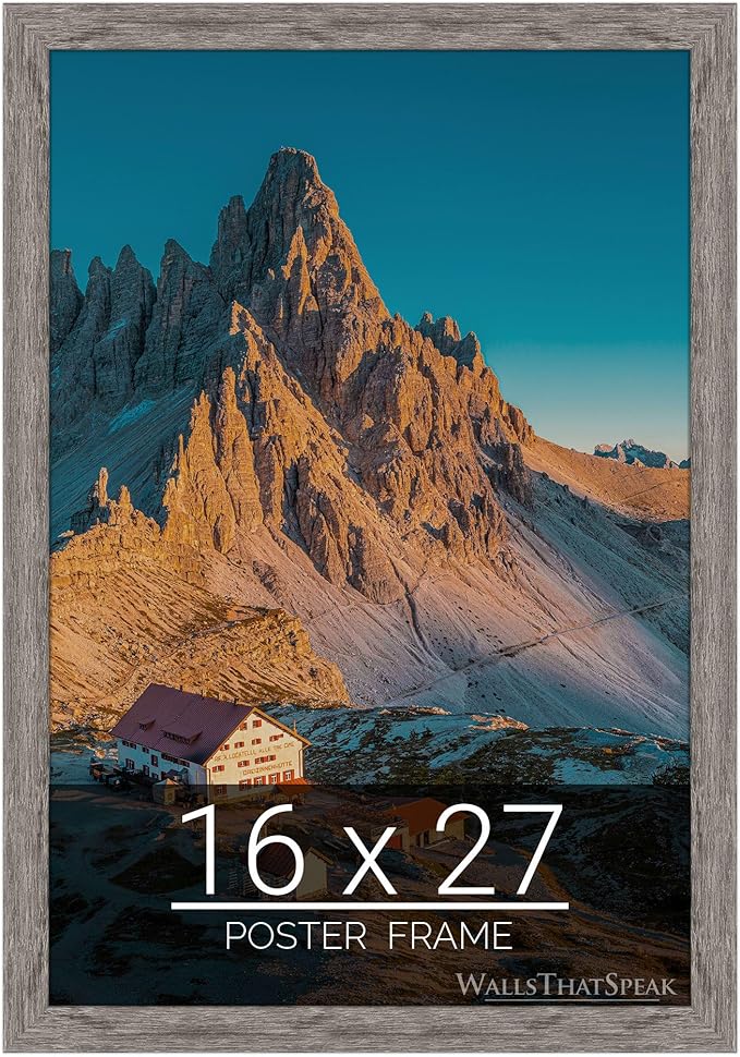 wallsthatspeak 16x27 Gray Barnwood Picture Frame for Puzzles Posters Photos or Artwork