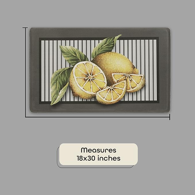 Anti-Fatigue Floor Comfort Mat - 18 x 30 Inch (Lemon Drop) - Waterproof Non-Slip Rug - Easy to Clean Cushioned Mat for Kitchen, Bathroom, Standing Desk & Office - Achim Home Decor