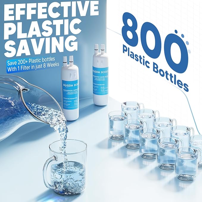 BOGDA W10295370A Water Filter Replacement Compatible with Whirlpool, Kenmore, and Maytag Replaces EDR1RXD1, WHR1RXD1, Filter 1, KAD1RXD1, P8RFWB2L, P8WB2L, P4RFWB, P5WB2L, 46-9081, 9930, 4 Packs