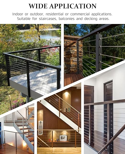 Atibin Rope Wood Railing Sleeves Protector Stainless Steel Railing Sleeves Protective Cable Handrail Railing Sleeves Wire 1/8inch 30pcs