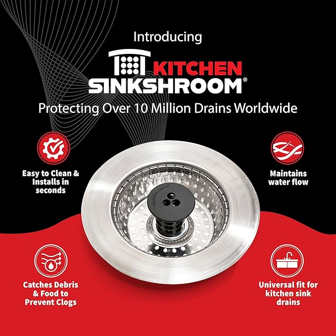 SinkShroom Revolutionary Clog-Free Sink Strainer Basket, 2-Pack, Stainless Steel