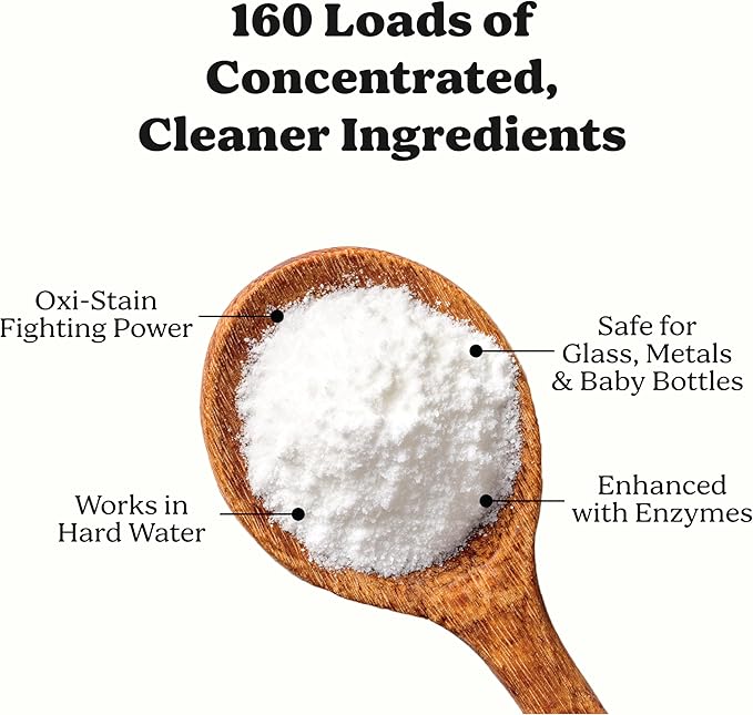 Pronounce Dishwasher Detergent - Cleaner Ingredients, Fragrance Free - Ultra Concentrated Dish Powder, Cuts Grease and Grime, Dishwasher Pods Alternative (Residue-Free). (160 Loads, Unscented)