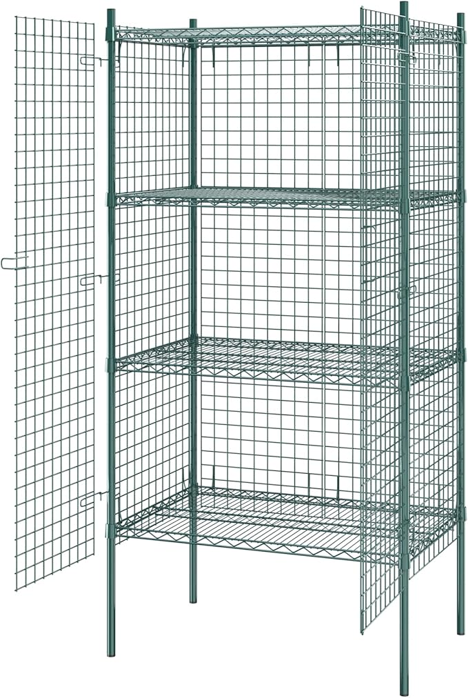 Commercial Grade NSF Listed Metal Wire Mesh Storage Green Epoxy Security Cage Kit 24" x 36" x 74", Perfect for Warehouse, Walk-In Refrigerator, Freezer, Grocery Store, Restaurant