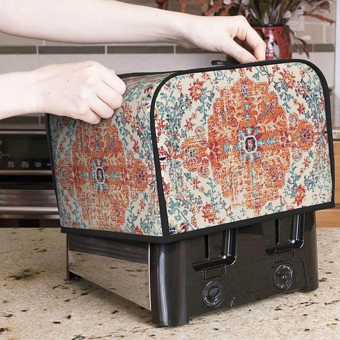 Ethnic Boho 4 Slice Toaster Cover, Waterproof Toaster Dust Cover Bread Maker Protective For Small Kitchen Appliance Dining Room Table Home Decor Gifts