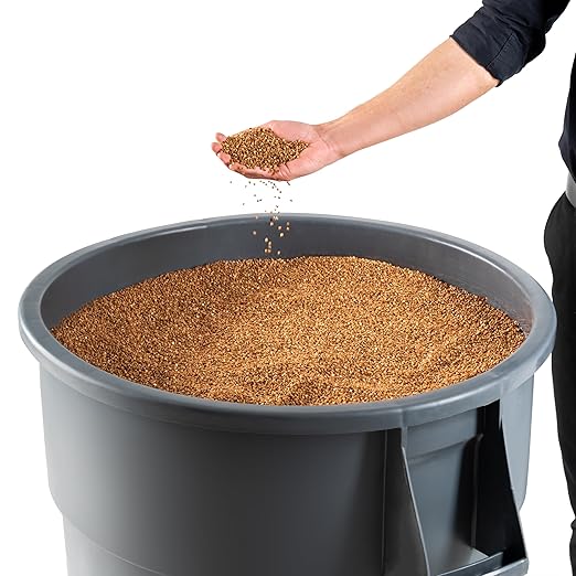 PRO&Family Commercial Round Trash Can, Ingredient Bin, Heavy-Duty Plastic, Anti-Static, Kitchen, Office, Outdoor Use (Gray, 55 Gallon)