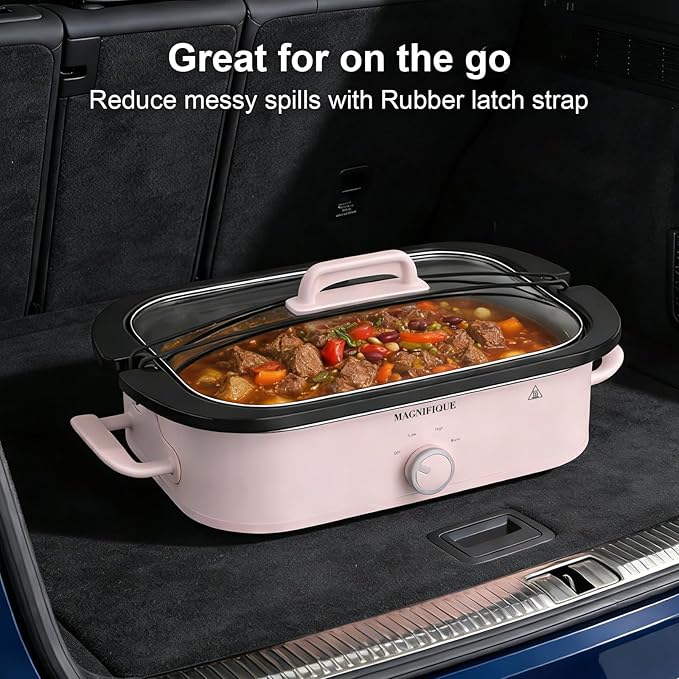 4-Quart Slow Cooker with Casserole Manual Warm Setting - Perfect Kitchen Small Appliance for Family Dinners, Dishwasher Safe Crock, Pink