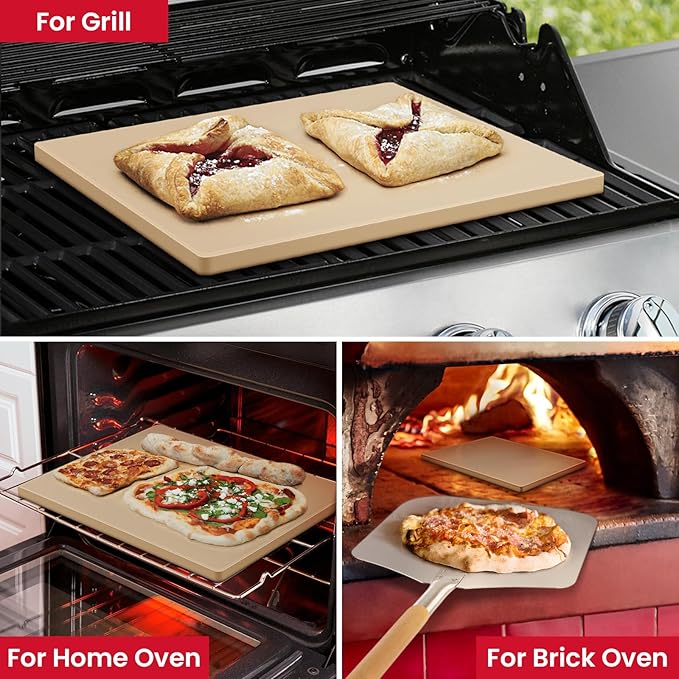 Unicook Large Pizza Stone for Oven 20 Inch, Rectangular Baking Stone 20" x 13.5" x 0.6", Heavy Duty Cordierite Bread Pan, Thermal Shock Resistant, Ideal for Baking Large or 2 Personal Pizzas