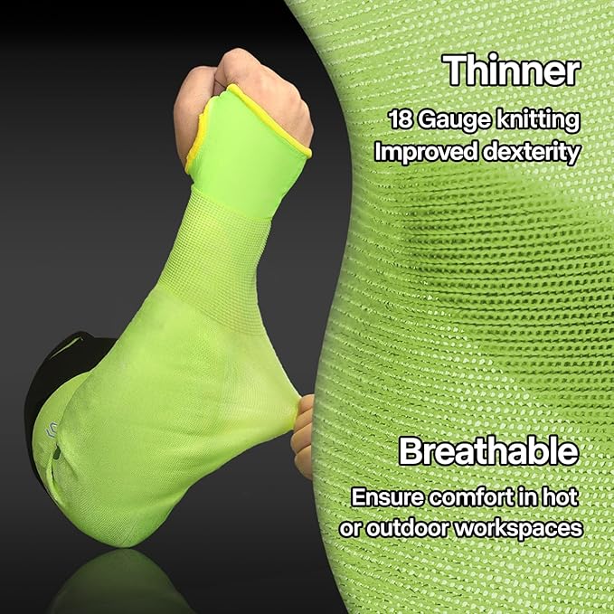 Schwer 2 Pairs AIR-SKIN ANSI A6 Cut Resistant Arm Sleeves for Men & Women High Risk Work, Non-PFAS Arm Protectors for High Risk Work, Arm Protectors for Thin Skin, Gardening Sleeves for Farming