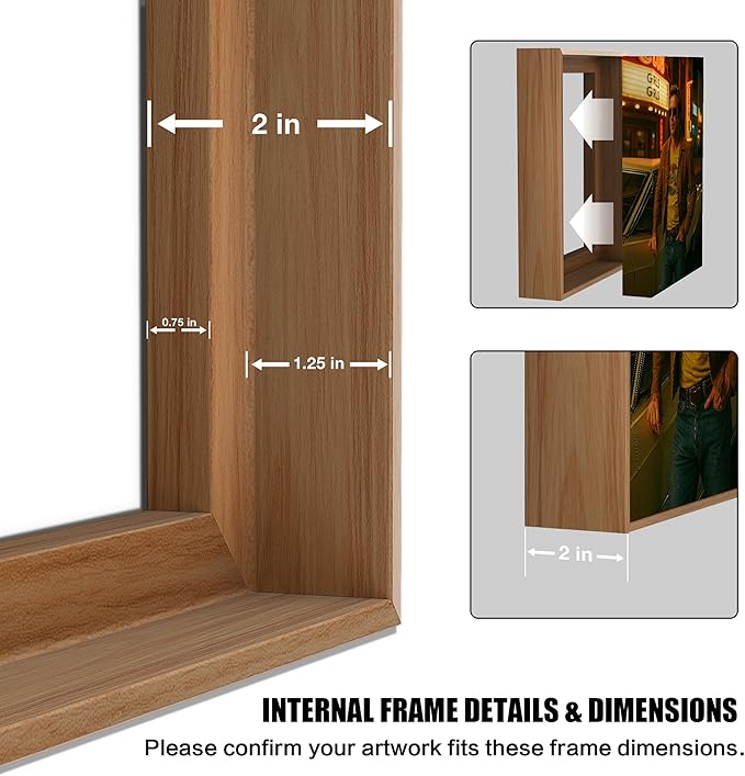 ART Canvas Floater Frame Fits 1”–1.25”Deep Gallery-Wrapped Canvas, Wood-Look Floater Frames for Finished Stretched Canvas Prints, Wall Oil Paintings Artwork for Home Bedroom (Light Oak, 18" x 28")