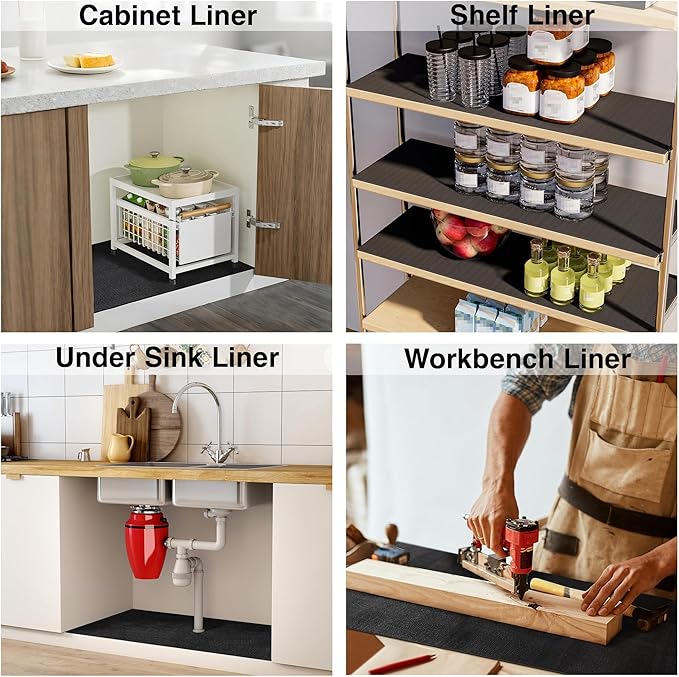 PABUSIOR Foam Toolbox Liner for Drawers: 5 MM Thick Non-Slip Cushion Drawer Mats - Non-Adhesive Tool Box Shelf Liners for Pantry Shelving 13.5" x 98.5" Black