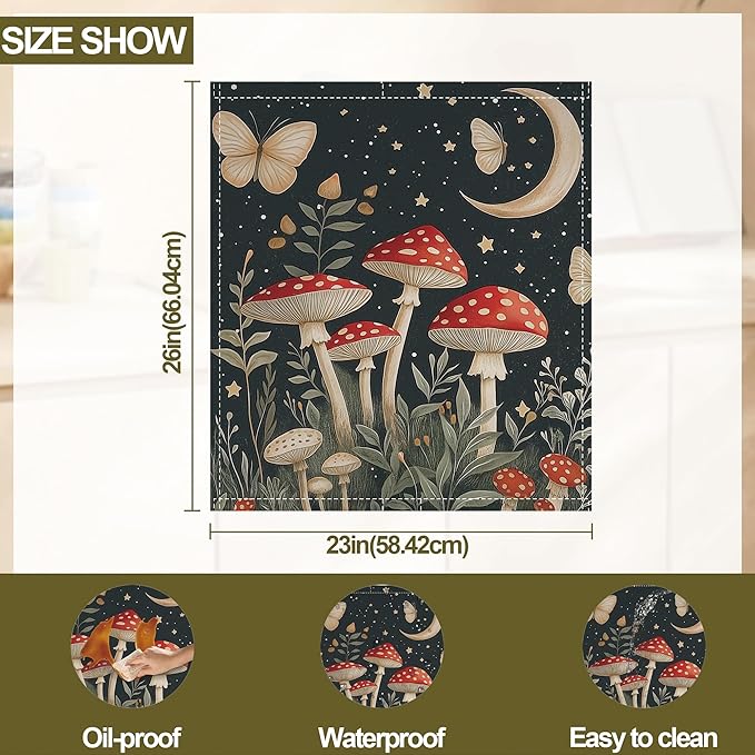 Fantasy Mushroom Dishwasher Magnets Decorative Cover,Butterfly Moon Magnet Fridge Panel Decal for Home Kitchen Decor,23x26 in