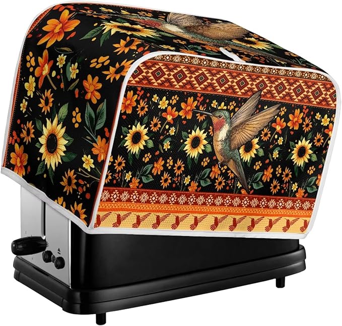 Aztec Hummingbird Sunflower Print 2 Slice Toaster Cover Fingerprint Protection Kitchen Accessories Decor Waterproof Bread Maker Cover