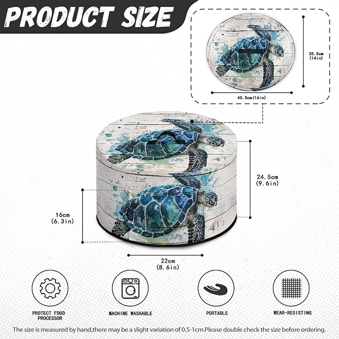 Watercolor Sea Turtle Print Slow Cooker Cover with Side Pocket and Handle Washable Air Fryer Cover for Dust Protection and Easy to Clean Fit 6/7/8 Quart Electric Slow Cover