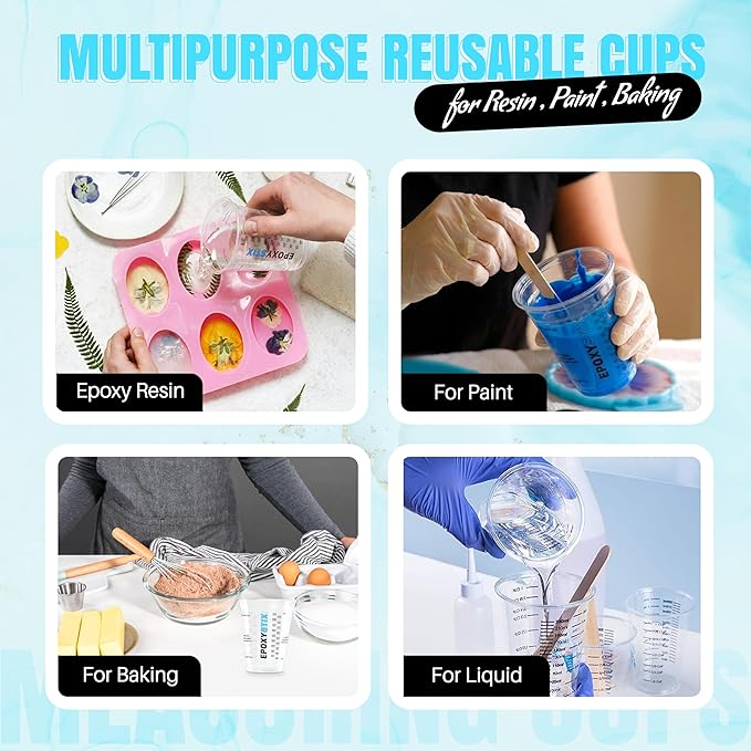 [Pack of 100] 10oz Disposable Graduated Measuring Cups for Mixing - Measurements in mL and Oz - Multipurpose Reusable Cups for Paint, Epoxy Resin, Stain, Liquid Mixing Cups