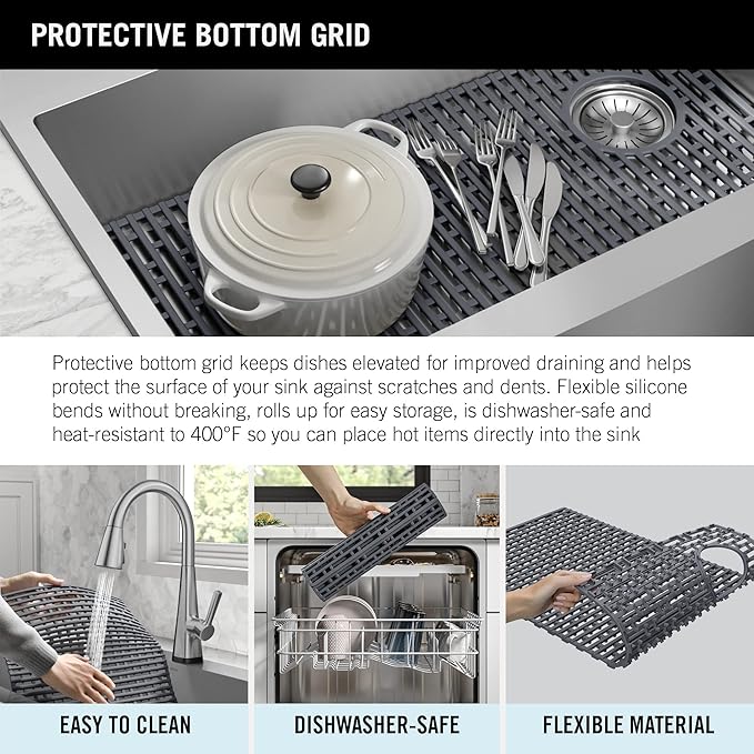DELTA FAUCET Delta Lenta 33-inch Retrofit Farmhouse Apron Front 16 Gauge Stainless Steel Single Bowl Kitchen Sink for Undermount/Drop-In Installation with Accessories, 95J132-T33S-SS