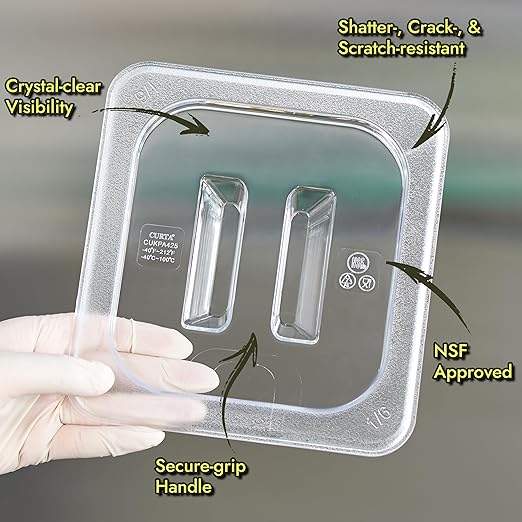 CURTA 4-Pack 1/2 Size 4" Deep NSF Polycarbonate Food Pans with Handled Lids & Drain Trays | Dishwasher & Freezer Safe Clear Container for Prep Tables, Buffet, Salad Bar, Commercial Kitchen