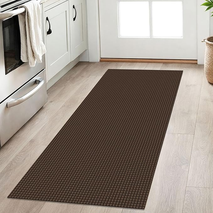 IOHOUZE Washable Runner Rug 2x5 Non Slip Runners for Hallways Entryway Runner Indoor, Kitchen Throw Rug Woven Cotton Floor Carpet for Hall Entrance Bedroom, Brown