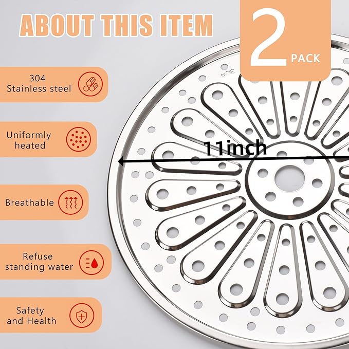 2Pack 11-Inch Pressure Cooker Canner Rack/Canning Rack Food Grade 304 Stainless Steel Compatible with Presto,Steamer Rack Stand for Steaming, All-American and More