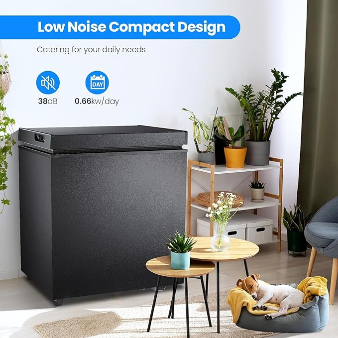 Kismile 1.8 Cubic Feet Chest Freezer with Removable Basket Free Standing Top Open Door Compact Freezer with Adjustable Temperature for Home/Kitchen/Office/Bar