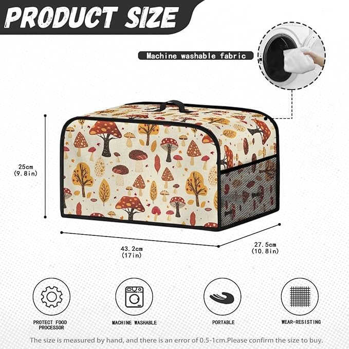 Cute Mushroom Slow Cooker 6-8 Qt Tree Cover Holder Bag Appliance Dust Covers Decorations for Kitchen Living Room Table