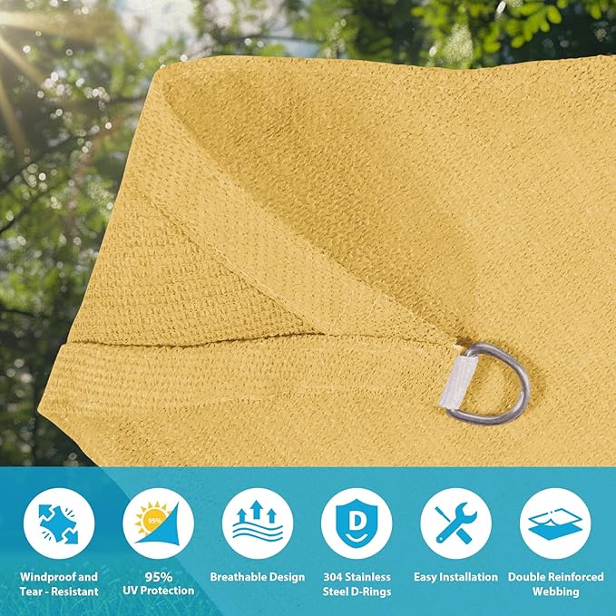 Amagenix Sun Shade Sail 5X8 Curved Edge Outdoor Shade Canopy Sand Breathable 95% UV Block Shade Cloth for Patio Garden Backyard (We Make Custom Size)