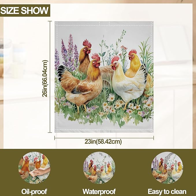 Magnetic Dishwasher Cover,Chicken Rooster Grass Reusable Dishwasher Magnetic Cover Decorative Door Covers Panel for Home Kitcen 23" x 26"