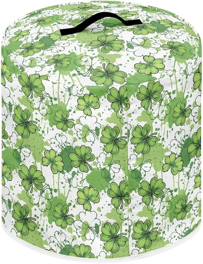 Xoenoiee Green Paint Shamrock Pattern Kitchen Appliance Dust Cover with Pockets, St. Patrick's Day Electric Pressure Cooker Cover Compatible with Crock Pot, Rice Cooker, for 3 Qt Pot