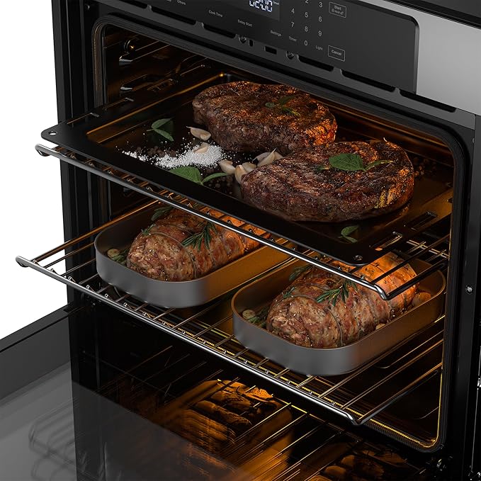 Empava 30 Inch Electric Single Wall Oven in Stainless Steel, Convection and Air Fryer, 10 Cooking Modes with Screen Touch Control, 5 Cu.ft, 4800W
